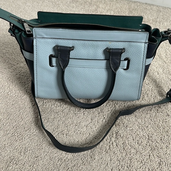 Coach mixed blues with green trim satchel - Picture 1 of 9